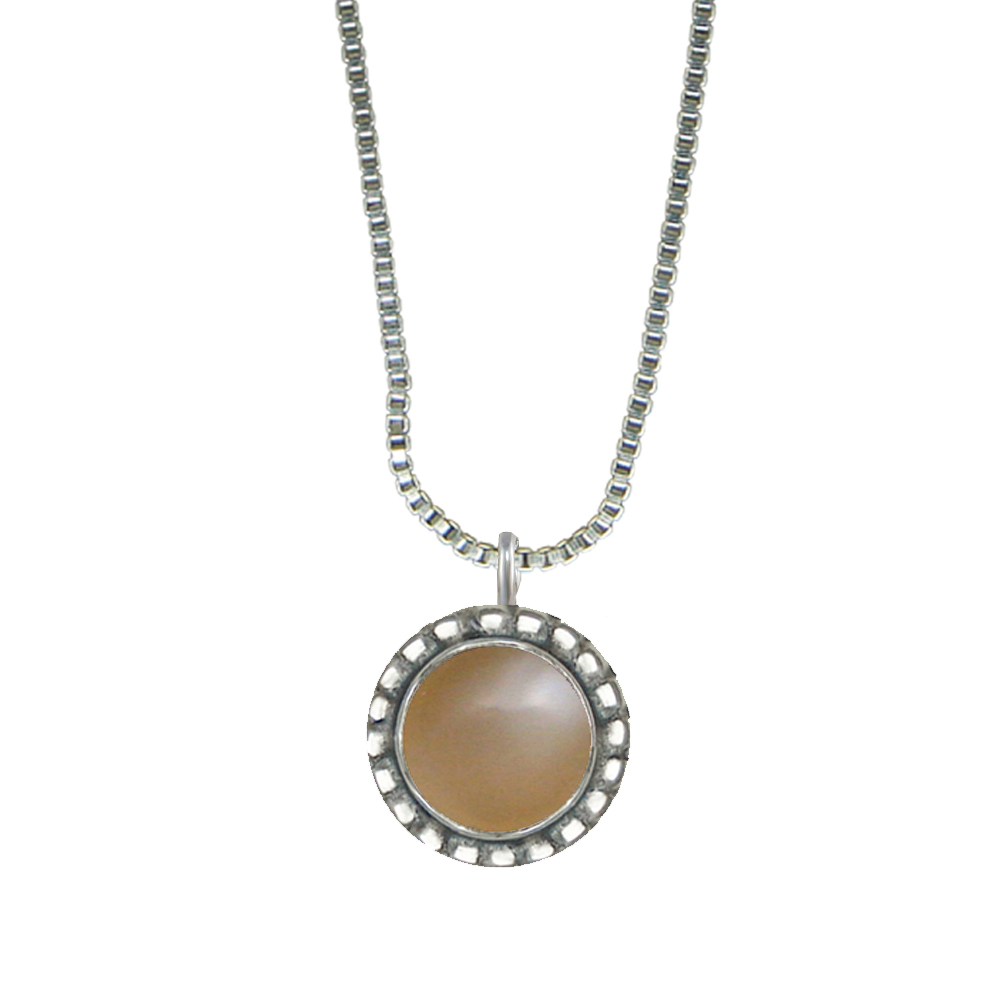 Sterling Silver Little Peach Moonstone Pendant Necklace